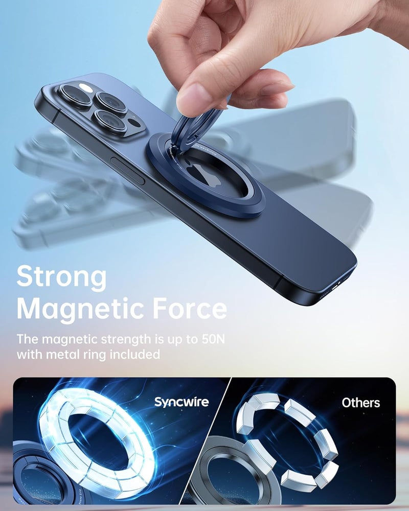 Syncwire for MagSafe Ring Phone Holder, 360° Rotation Magnetic Cell Phone Grip Dual-Sided Magnets Phone Ring Kickstand Compatible with iPhone 17 16 15 14 13 12 Pro Max MagSafe, Android, Samsung etc. - Image 4